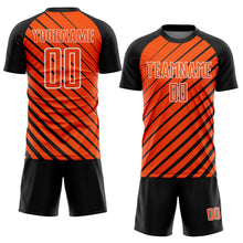 Загрузить изображение в средство просмотра галереи, Custom Black Orange-White Lines Sublimation Soccer Uniform Jersey