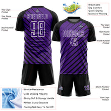 Charger l'image dans la galerie, Custom Black Purple-White Lines Sublimation Soccer Uniform Jersey