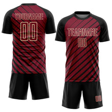Laden Sie das Bild in den Galerie-Viewer, Custom Black Crimson-Cream Lines Sublimation Soccer Uniform Jersey