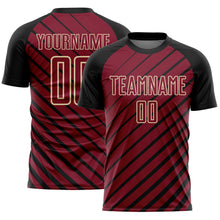 Laden Sie das Bild in den Galerie-Viewer, Custom Black Crimson-Cream Lines Sublimation Soccer Uniform Jersey
