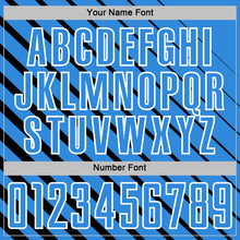 Laden Sie das Bild in den Galerie-Viewer, Custom Black Powder Blue-White Lines Sublimation Soccer Uniform Jersey