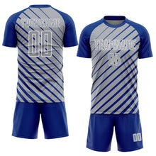 Load image into Gallery viewer, Custom Royal Gray-White Lines Sublimation Soccer Uniform Jersey