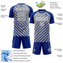 Load image into Gallery viewer, Custom Royal Gray-White Lines Sublimation Soccer Uniform Jersey