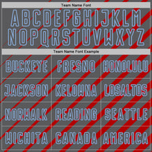 Load image into Gallery viewer, Custom Red Steel Gray-Light Blue Lines Sublimation Soccer Uniform Jersey