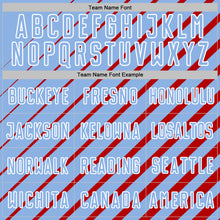 Load image into Gallery viewer, Custom Red Light Blue-White Lines Sublimation Soccer Uniform Jersey