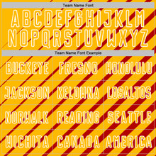 Charger l'image dans la galerie, Custom Red Gold-White Lines Sublimation Soccer Uniform Jersey