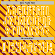 Load image into Gallery viewer, Custom Crimson Gold-White Lines Sublimation Soccer Uniform Jersey