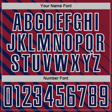 Laden Sie das Bild in den Galerie-Viewer, Custom Navy Crimson-White Lines Sublimation Soccer Uniform Jersey