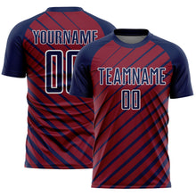 Laden Sie das Bild in den Galerie-Viewer, Custom Navy Crimson-White Lines Sublimation Soccer Uniform Jersey