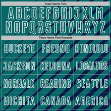 Laden Sie das Bild in den Galerie-Viewer, Custom Navy Teal-White Lines Sublimation Soccer Uniform Jersey