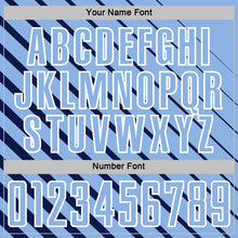 Laden Sie das Bild in den Galerie-Viewer, Custom Navy Light Blue-White Lines Sublimation Soccer Uniform Jersey