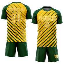 Charger l'image dans la galerie, Custom Green Yellow-White Lines Sublimation Soccer Uniform Jersey