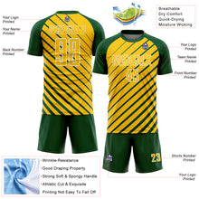 Charger l'image dans la galerie, Custom Green Yellow-White Lines Sublimation Soccer Uniform Jersey