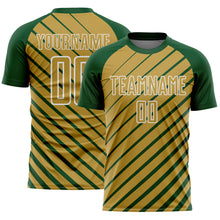 Charger l'image dans la galerie, Custom Green Old Gold-White Lines Sublimation Soccer Uniform Jersey