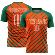 Charger l'image dans la galerie, Custom Kelly Green Orange-White Lines Sublimation Soccer Uniform Jersey