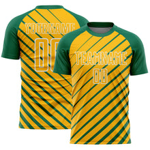 Charger l'image dans la galerie, Custom Kelly Green Gold-White Lines Sublimation Soccer Uniform Jersey
