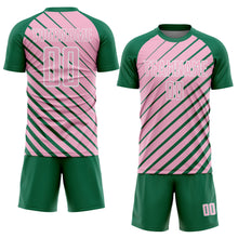 Charger l'image dans la galerie, Custom Kelly Green Light Pink-White Lines Sublimation Soccer Uniform Jersey