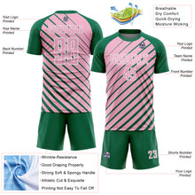 Charger l'image dans la galerie, Custom Kelly Green Light Pink-White Lines Sublimation Soccer Uniform Jersey