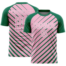 Charger l'image dans la galerie, Custom Kelly Green Light Pink-White Lines Sublimation Soccer Uniform Jersey