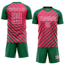 Charger l'image dans la galerie, Custom Kelly Green Neon Pink-White Lines Sublimation Soccer Uniform Jersey