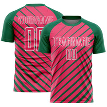 Charger l'image dans la galerie, Custom Kelly Green Neon Pink-White Lines Sublimation Soccer Uniform Jersey