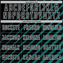 Load image into Gallery viewer, Custom Teal Black-White Lines Sublimation Soccer Uniform Jersey