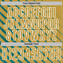 Load image into Gallery viewer, Custom Teal Old Gold-White Lines Sublimation Soccer Uniform Jersey