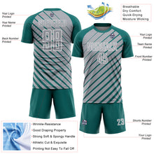 Load image into Gallery viewer, Custom Teal Gray-White Lines Sublimation Soccer Uniform Jersey