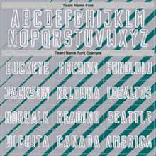 Load image into Gallery viewer, Custom Teal Gray-White Lines Sublimation Soccer Uniform Jersey