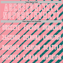 Load image into Gallery viewer, Custom Teal Medium Pink-White Lines Sublimation Soccer Uniform Jersey