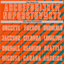 Load image into Gallery viewer, Custom Teal Orange-White Lines Sublimation Soccer Uniform Jersey