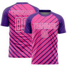Load image into Gallery viewer, Custom Purple Pink-White Lines Sublimation Soccer Uniform Jersey
