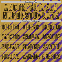 Load image into Gallery viewer, Custom Purple Old Gold-Black Lines Sublimation Soccer Uniform Jersey