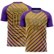 Load image into Gallery viewer, Custom Purple Old Gold-Black Lines Sublimation Soccer Uniform Jersey
