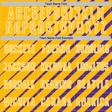 Load image into Gallery viewer, Custom Purple Gold-White Lines Sublimation Soccer Uniform Jersey