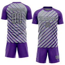 Загрузить изображение в средство просмотра галереи, Custom Purple Gray-Black Lines Sublimation Soccer Uniform Jersey