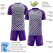 Загрузить изображение в средство просмотра галереи, Custom Purple Gray-Black Lines Sublimation Soccer Uniform Jersey