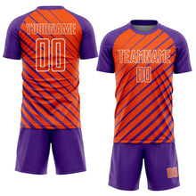Load image into Gallery viewer, Custom Purple Orange-White Lines Sublimation Soccer Uniform Jersey
