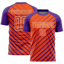 Load image into Gallery viewer, Custom Purple Orange-White Lines Sublimation Soccer Uniform Jersey