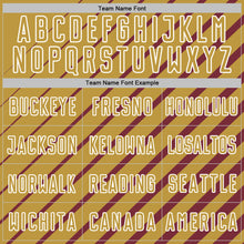 Load image into Gallery viewer, Custom Burgundy Old Gold-White Lines Sublimation Soccer Uniform Jersey