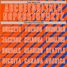 Load image into Gallery viewer, Custom Thunder Blue Orange-White Lines Sublimation Soccer Uniform Jersey