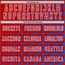 Загрузить изображение в средство просмотра галереи, Custom Thunder Blue Red-White Lines Sublimation Soccer Uniform Jersey