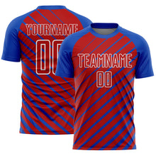 Загрузить изображение в средство просмотра галереи, Custom Thunder Blue Red-White Lines Sublimation Soccer Uniform Jersey