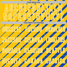 Laden Sie das Bild in den Galerie-Viewer, Custom Thunder Blue Yellow-White Lines Sublimation Soccer Uniform Jersey