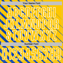 Laden Sie das Bild in den Galerie-Viewer, Custom Thunder Blue Yellow-White Lines Sublimation Soccer Uniform Jersey