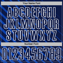 Laden Sie das Bild in den Galerie-Viewer, Custom Thunder Blue Navy-White Lines Sublimation Soccer Uniform Jersey