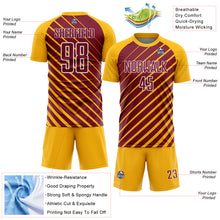 Load image into Gallery viewer, Custom Gold Crimson-White Lines Sublimation Soccer Uniform Jersey