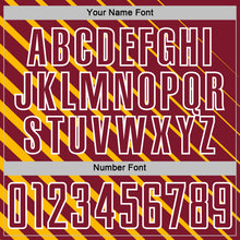 Load image into Gallery viewer, Custom Gold Crimson-White Lines Sublimation Soccer Uniform Jersey