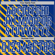 Load image into Gallery viewer, Custom Gold Royal-White Lines Sublimation Soccer Uniform Jersey