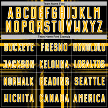 Load image into Gallery viewer, Custom Black Gold-White Lines Sublimation Soccer Uniform Jersey